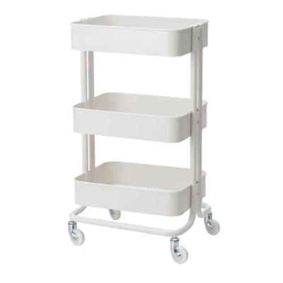 China 3-Tier Storage Metal Utility Utility Cart Rolling Storage Shelves Storage Trolley Cart for sale