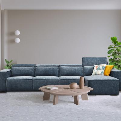 China Modern simple electric fabric sofa high end L shape corner blue and white Italian style function foldable for sale