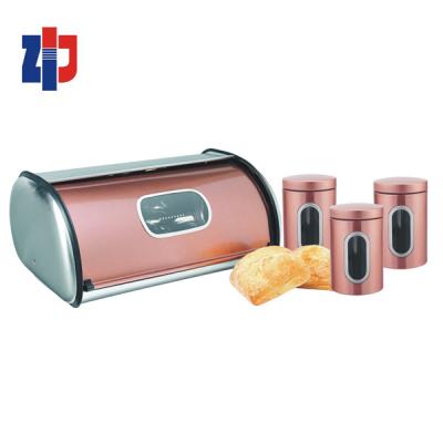 China Freshness Preservation Stainless Steel Food Storage Effect Bread Box and Copper Canister Set for sale