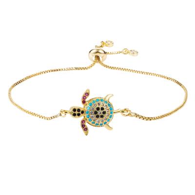China Wild Copper Micro Inlaid Micro Inlaid Flip-Flop Jewelry Zircon Bracelet Women's Sea Turtle Bracelet Creative Fashion Jewelry for sale