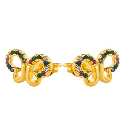 China Fashion Lady 18k Copper Plated Micro-Inlaid Butterfly Earring High Quality Zircon Butterfly Earrings Personality Butterfly Earring for sale