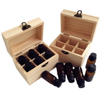China Hot Sale New Style Handmade Custom Logo Wooden Essential Oil Storage Box With 6 Slots,Natural Color Craft Wood Stash Boxes for sale