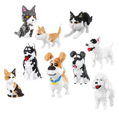 China Animal Building Block Set Multi Style Plastic Building Block Educational DIY Toys Cute Set Animal Kids Dog and Cat Blocks for sale