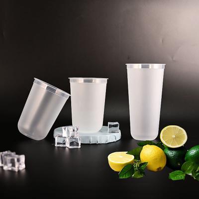 China 380ml 500ml 700ml Frosted PP Plastic Tea Cups Eco Friendly Disposable Cups for sale