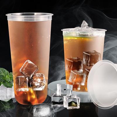China Disposable Juices Tea U Shaped Plastic Cups With 90mm 95mm Diameter for sale