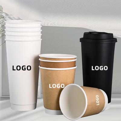China Tazas de papel biodegradables portátiles de 90 mm de diámetro Tazas de café de papel de doble pared en venta