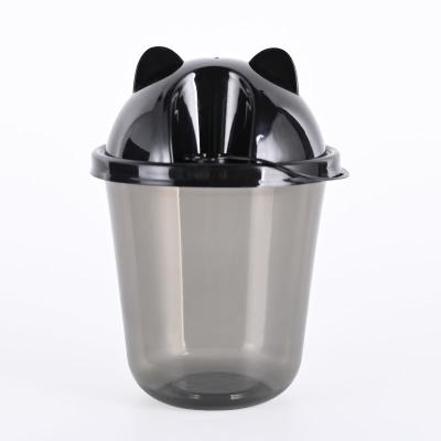 China Disposable Black Frosted Plastic Cups With Panda Ear Lid Drinking Plastic Cups for sale