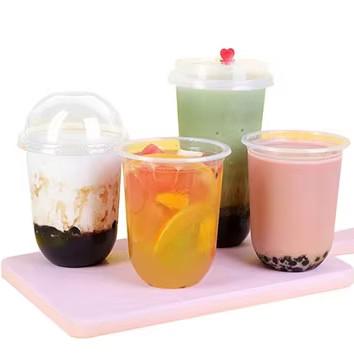 China Disposable Custom Logo U Shaped Plastic Cups 380ml 500ml 700ml Sizes for sale
