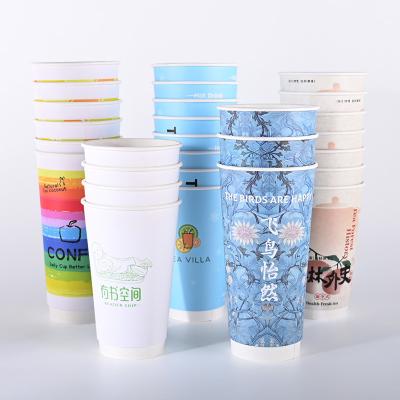 China Tazas de papel de doble pared duraderas reciclables con impresión del logotipo del cliente en venta