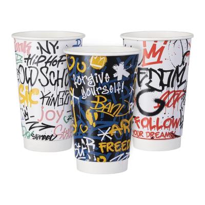 China Tazas de papel de doble pared ecológicas desechables para bebidas frías calientes en venta