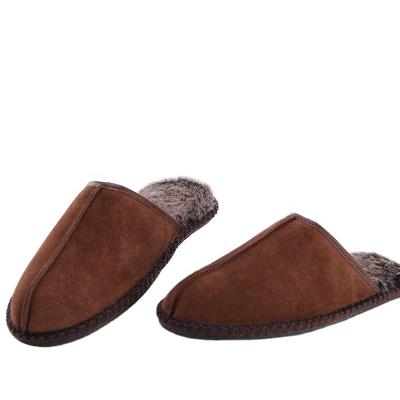 China Fashion Trend High Quality Cow Suede Slippers For Men Winter Slippers for sale