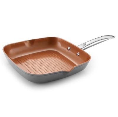 China Sustainable Hot Sale Copper Pan Pressed Aluminum Ceramic Grill for sale