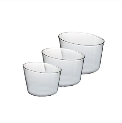 China New Design Sustainable Clear Single Wall Borosilicate Glass Martini Bowl With Oblique Rim for sale