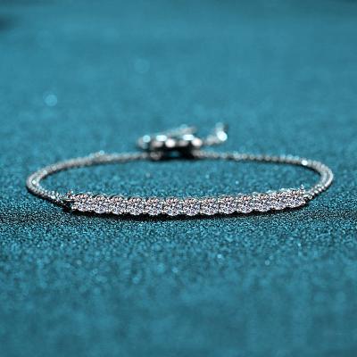 China Original 925 Silver Carat D Color Moissanite Bracelet Gemstone Wedding Chain Women Jewelry Diamond Test Brilliant Cut Total 2 CLASSIC for sale