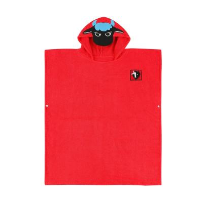 China QUICK-DRY Cotton red bath towel children's hooded towel breathable cartoon hooded towel for sale