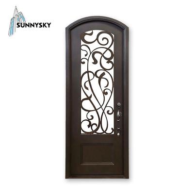 China 2021 hot sale anti-theft entry wrought iron double doors for sale