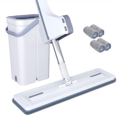 China Sustainable mops clean 360 magic squeeze dust cotton zipper large flat floor mop and fold bucket set for wet and dry use for sale