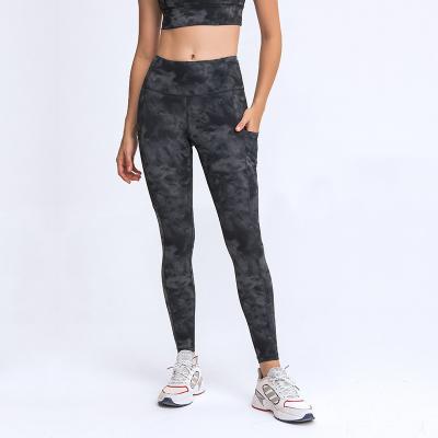 China New Hot Yoga Stretch Pocket Double Sided Matte Spliced High Waist Sports Breathable Running Pants for sale