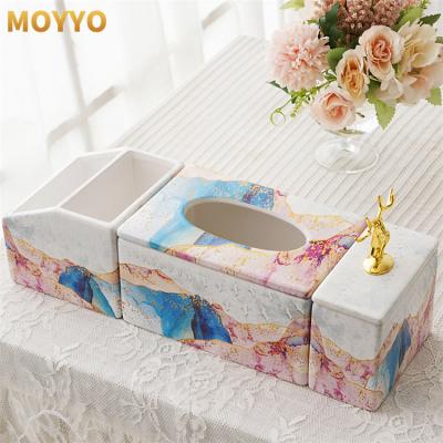 China Morden 3 Piece Luxury Best Selling Ceramic Tissue Paper Box For Bathroom for sale