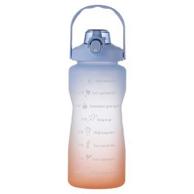 China 2000ML Viable Large Capacity Outdoor Portable Water Bottle Time Scale Space Cup Lock Design Gradient Color Water Cup for sale