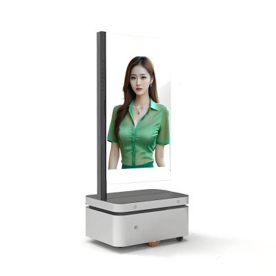 China Ultra Thin 4K Resolution Transparent Oled Capacitive Touch Screen With Rechargeable Battery Movable Digital Signage for sale