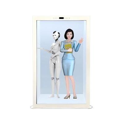 China Wholesale 3D Holographic Capsule Transparent Screen Display Cabinet, Supporting Custom AI Portrait Replication Interactive Cabinets for sale