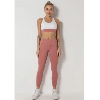China Breathable Trainer Women Fitness Sport Waist Legging And Women Workout Tank Top OEM Sets for sale
