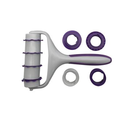 China New Disposable Fondant Strip Ribbon Cutter Sugarcraft Cake Decorating Plastic Rolling Pin Embosser Roller Set Baking Tools for sale