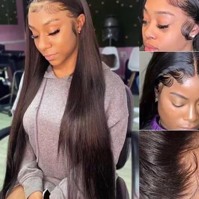 China Venta al por mayor Perucas para el cabello humano HD 13X4 de encaje transparente Frontal Perucas para el cabello precuzadas en venta