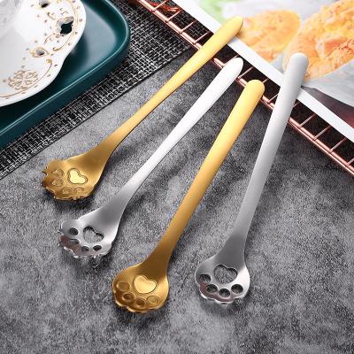 China Viable Creative Titanium Alloy Cat Claw Spoon 304 Stainless Steel Spoon Teaspoon Customized Logo for sale