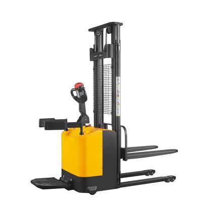 China Hotels 1.5 2 Ton Full Stacker Electric AC Motor ENV 2.5 3 4 4.5 5 M Side Battery Pallet Pusher Forklift With Stance Platform Pedal for sale