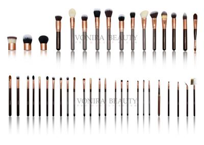 China Custom Private Label Full Line Vonira Makeup Brush Collection with Rosy Gold Ferrule Fabulous Brown Color Handle for sale
