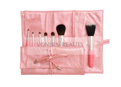 China Portable Cosmetic Travel Makeup Brush Set Pink Travel Makeup Roll Bag for sale
