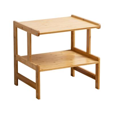 China Sustainable 2 Tier Multifunctional Desktop Easy Assemble Bamboo Microwave Oven Rack for sale