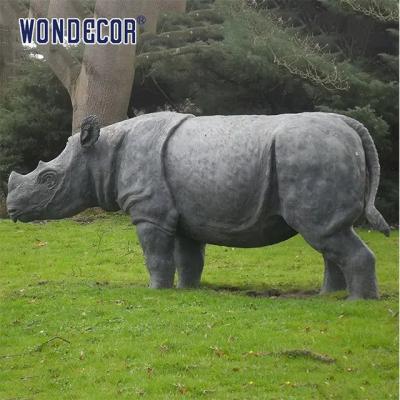 China Metal Casting Bronze Rhinoceros Sculpture Large Outdoor Garden Decoration for sale