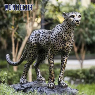 China Gießerei Tier lebensnahe Bronze lebensgroße Geparden Statue für den Außenbereich zu verkaufen