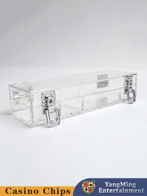 China 100Pcs 5 enfileira a bacará acrílica Clay Chip Box With Transparent Lock cerâmico do pôquer à venda