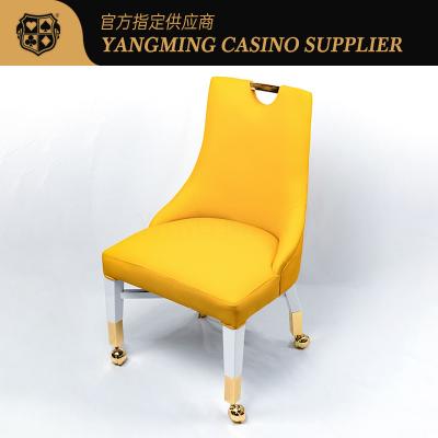 China Nieuw ontwerp Macau Casino Comfort Leer Houten Poker Chair Spelers Casino Chair met wielen Te koop