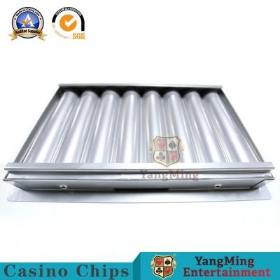 China Industrieel Ijzer 8 van het Casinochip tray single layer poker chips van het Rijenmetaal de Vlotter Helder Zilver Te koop