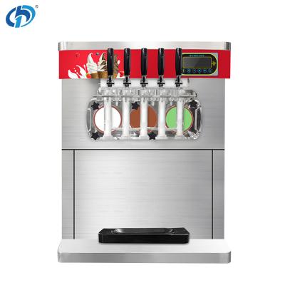 China R410a R134A Refrigerant Soft Serve Ice Cream Machine 5 Flavors Commercial Maker English Operating Language for sale