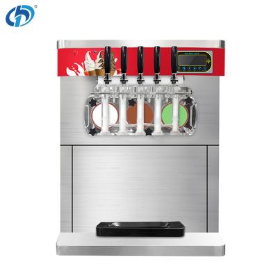 China 21L Capacity Soft Serve Ice Cream Machine 5 Flavors Automatic Yogurt Icecream Maker with English Operating Language for sale