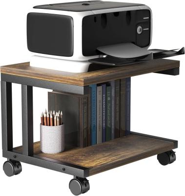 China Eco-friendly Material 2 Tier Under Desk Printer Stand Table with Storage 4 Wheels & Lock Mechanism for sale