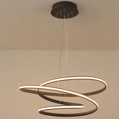 China Minimalist Modern Hotel Lobby Home Restaurant Irregular Circle Led Linear Pendent Light Living Room Ceiling Hanging Chandelier 80 120 for sale