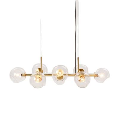 China Mid Century ZG Staggered Glass Chandelier 8-Light Clear Glass Shade for sale