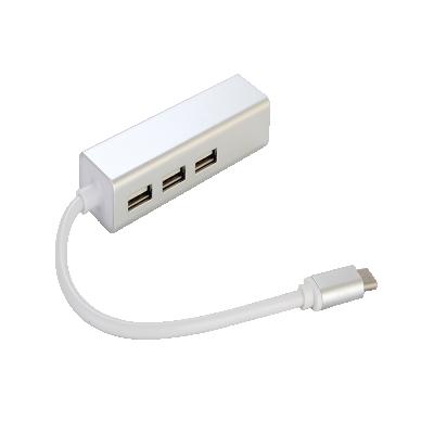 China LAPTOP Type C to USB 2.0 Hub Network RJ45 100M Ethernet Adapter with 3 Ports USB 2.0 Hub Reader LAN for sale