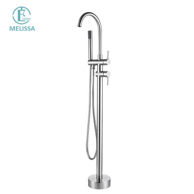 China Without Slide Bar Melissa Brass Bathroom Chrome Floor Bath Faucet Hot And Cold Shower Bathtub Water Faucet Handheld Y5201-3 for sale