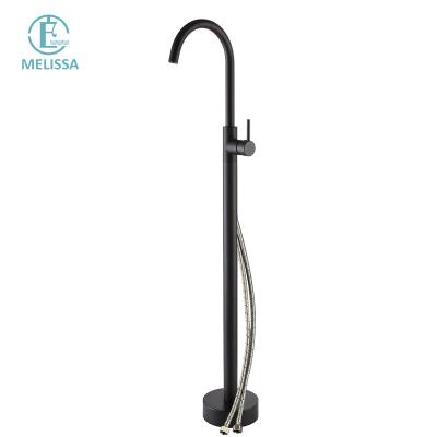 China Without Slide Bar Melissa Brass Bathroom Black Floor Bath Faucet Hot and Cold Water Shower Tub Water Faucet Y5202-6 for sale