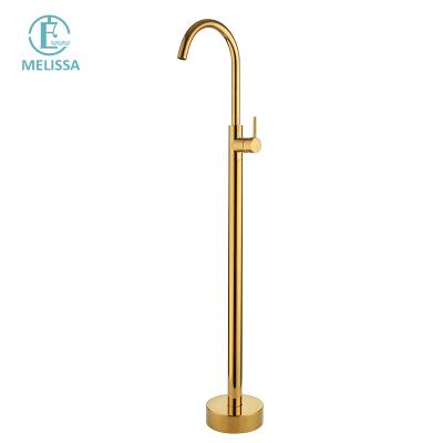 China Without Slide Bar Melissa Brass Bathroom Titanium Gold Floor Bath Faucet Hot And Cold Shower Bathtub Water Faucet Y5202-7 for sale