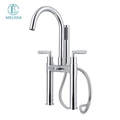 China Without Slide Bar Melissa Brass Bathroom Chrome Floor Bath Faucet Hot and Cold Water Shower Tub Water Faucet Handheld Y5204-1 for sale