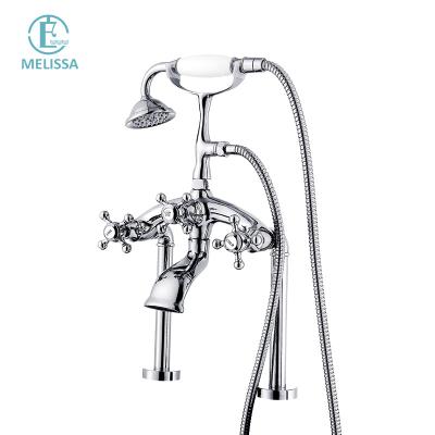 China Without Slide Bar Melissa Brass Bathroom Chrome Floor Bath Faucet Hot And Cold Water Shower Tub Water Faucet Handheld Y5205-1 for sale